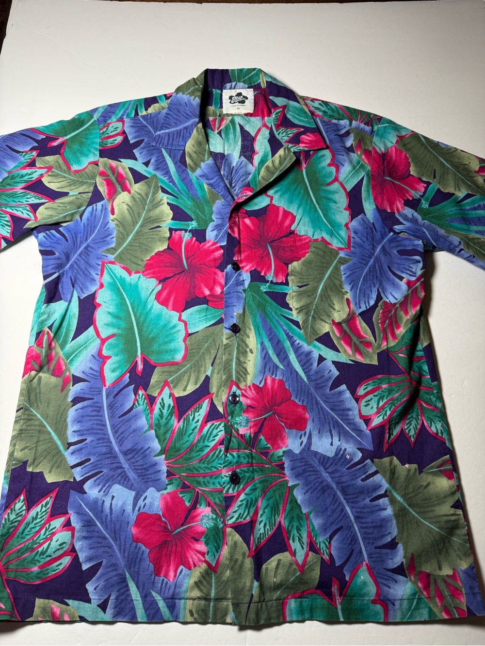 Vintage 80’s Hilo Hattie Hawaiian Aloha Camp Shirt Fliral Made in Hawaii M